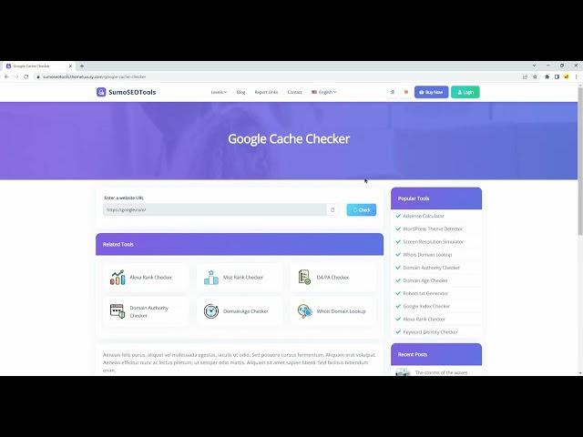 Google Cache Checker | SumoSEOTools