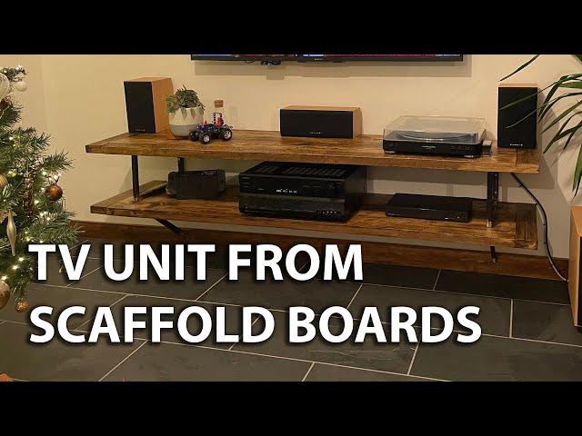 A TV unit from used scaffolding planks