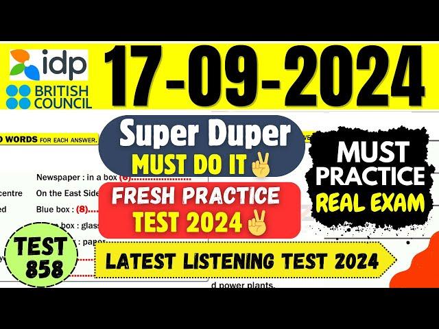 IELTS Listening Practice Test 2024 with Answers | 17.09.2024 | Test No - 859