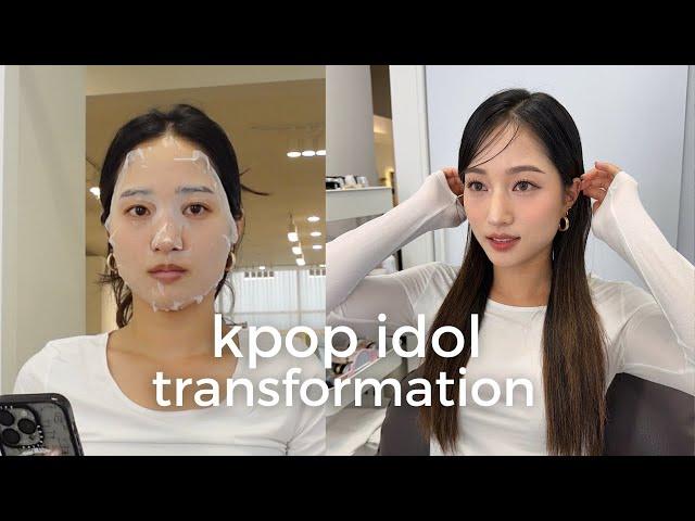 kpop idol transformation  (getting my makeup and hair done by celebrity makeup artists)