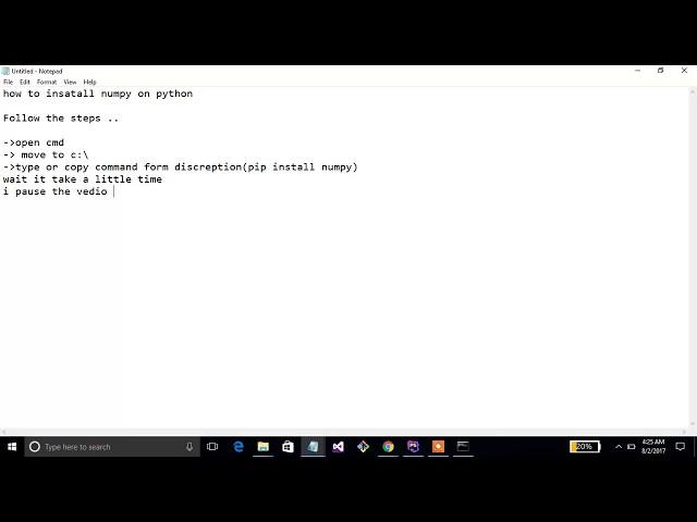 how to install numpy on  python on windows 10