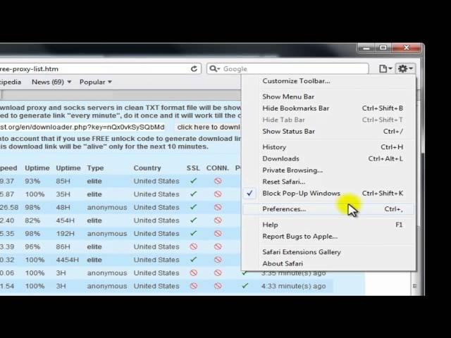 How to setup proxy server in Safari browser