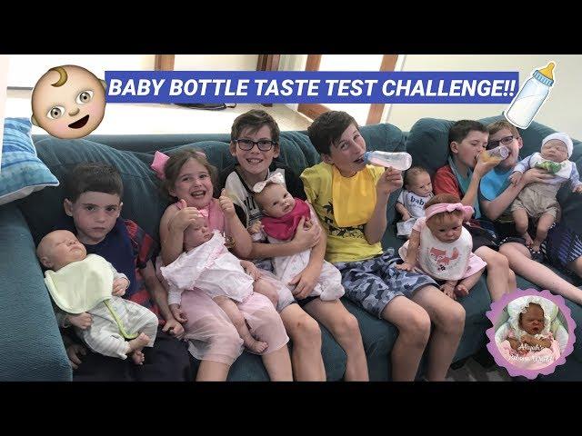 BABY BOTTLE TASTE TEST CHALLENGE with our Reborns for Theme Thursday - Bottles, Pacifiers and Bows