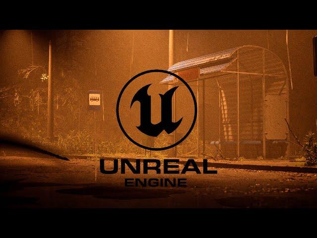 Unreal Engine 5 Rainy night at russian Bus stop (Lumen )