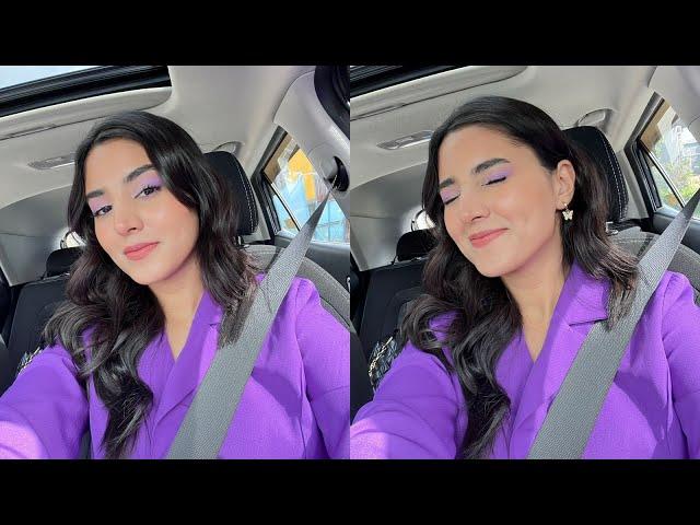 GRWM for an event | Purple Eye Makeup | Glowy Base | Michu