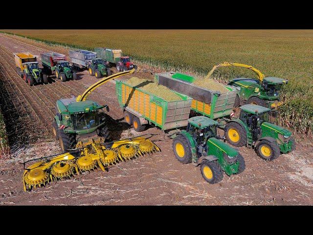 Mais 2024 : 2X John Deere 9500i & 8600i | V.D Tillaart Agrar | 6x John Deere 6R | Maisernte | Silage