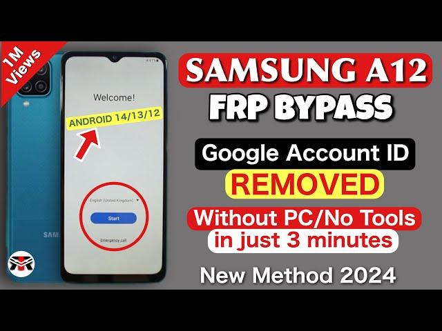 Samsung A12 [A127F] FRP Bypass | A12 Frp Android 12/13 Google Account Remove New Method 2024