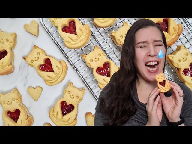 How To Make Valentine's Day Linzer Biscuits Recipe | Cute Cat Biscuits Recipe