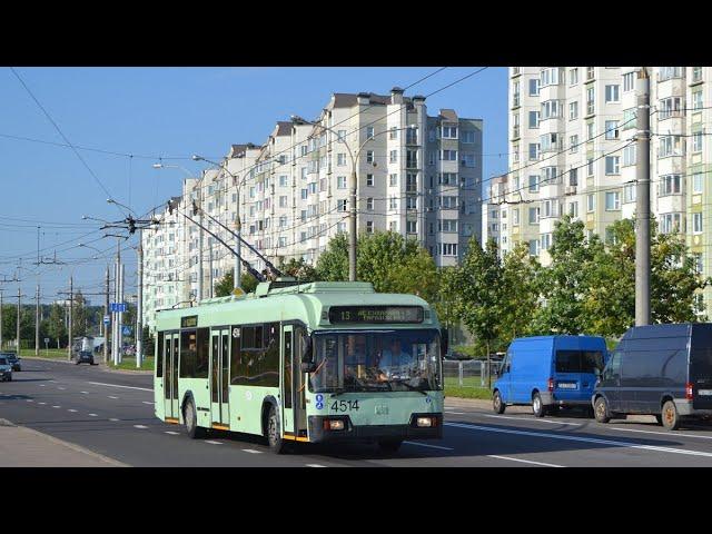 Минск.Поездка в троллейбусе БКМ-32102, борт.№4514, марш.7 (21.03.2021)