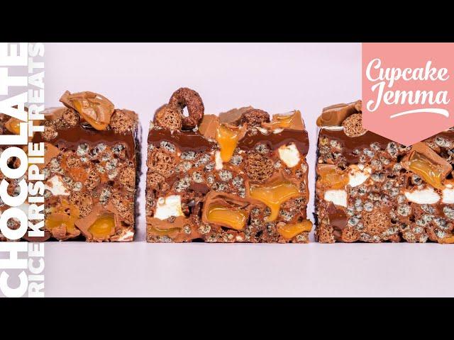 How to make these Salty, Sweet, CHOCOLATEY Caramel Rice Krispie Treats | Cupcake Jemma