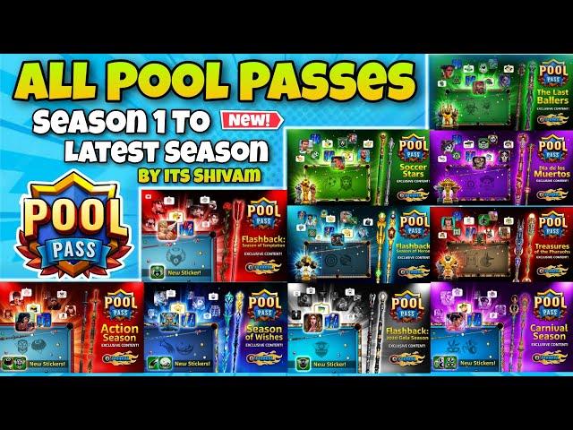 ALL POOL PASSES - FIRST SEASON TO LATEST SEASON OF POOL PASS IN 8 BALL POOL || ITS SHIVAM !!! 