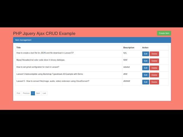 CRUD in php using AJAX