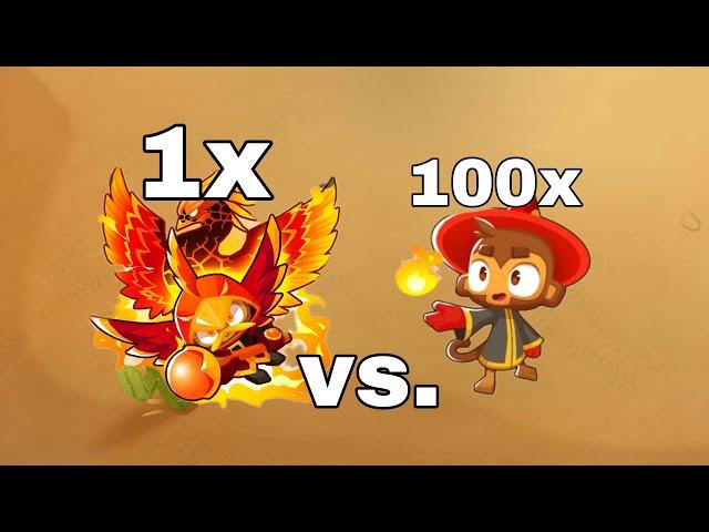 Btd6 100 walls of fire vs. 1 wizard lord phoenix