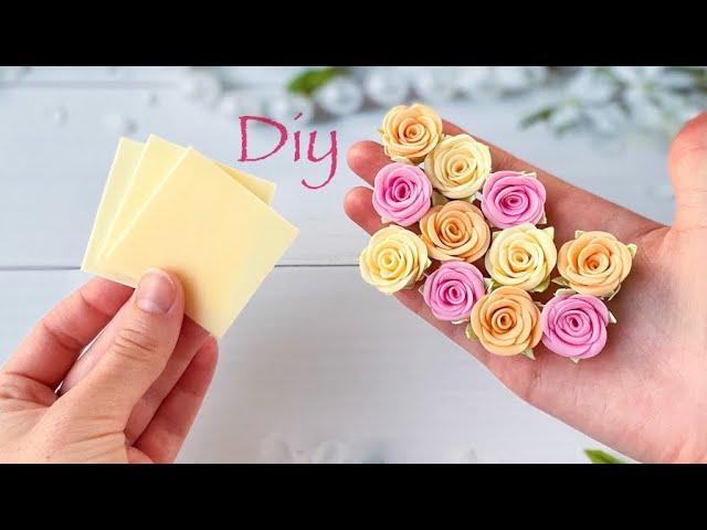 Розочки из фоамирана Простой способ Без шаблона За 5 минут DIY Rose Flower Foam Paper / Flores foamy