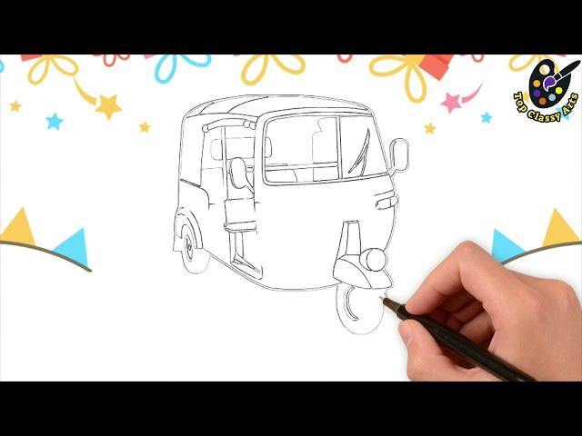 How to Draw 3D Auto Rickshaw Easy Step By Step Guide