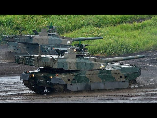 Japan's Mitsubishi Type 10 Main Battle Tank New 120mm gun slalom shooting live fire accuracy JGSDF