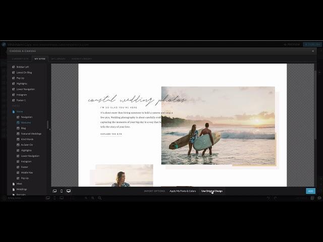 Showit Website Tutorial: Importing a Canvas from another template or the original template