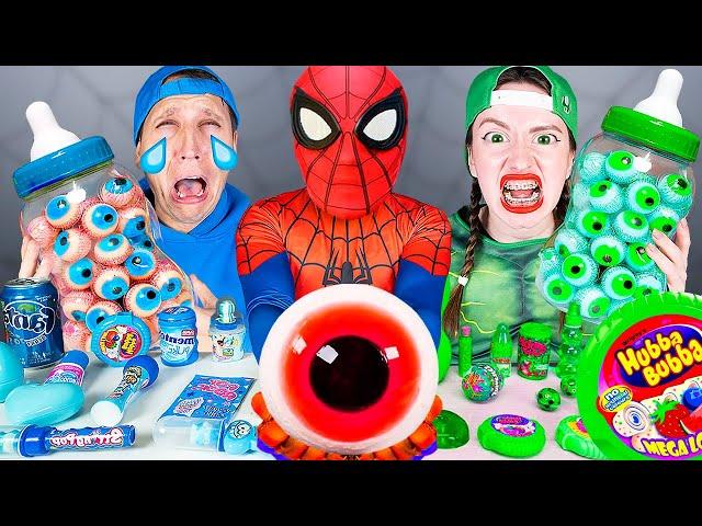 ASMR MUKBANG CANDY RED GREEN PARTY 레드 그린 푸드 챌린지  food challenge for Superheroes KIKIMO