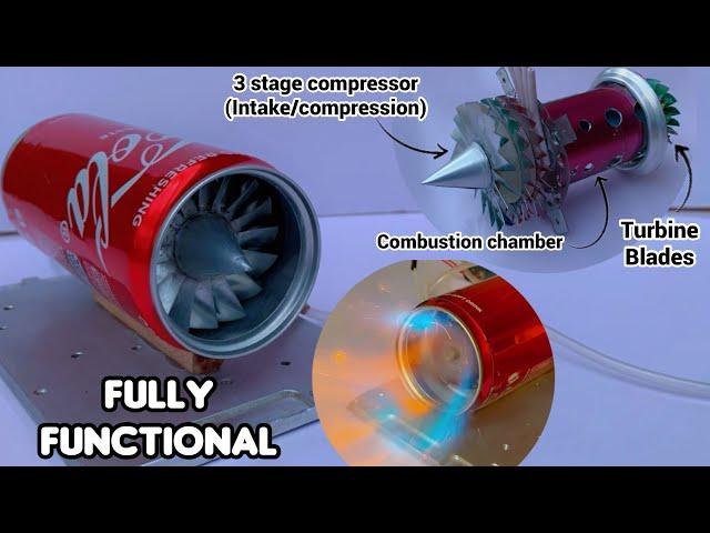 Making a Fully Functional Jet Engine using Soda can | diy Jet Engine