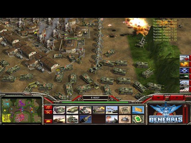 Command & Conquer Generals Zero Hour - China Nuke 1 vs 7 Hard Gameplay (Building The Chinese Empire)