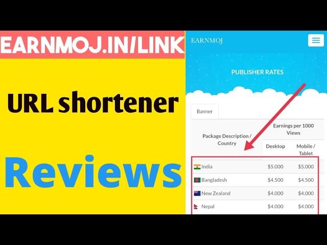 Earnmoj URL shortener highest CPM | Without Captcha Link shortener, earnmoj.in/link
