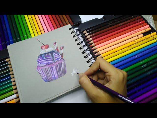 Make a cup cake || colour pencil drawing || art by kruti patel