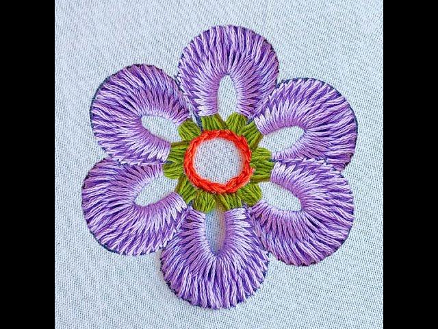 Very elegant 3D Flower Butterfly stitch /Hand Embroidery florar design needle work #embroidery