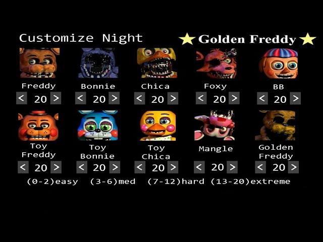 10/20 EXTREME MODE! | FIVE NIGHTS AT FREDDY'S 2 | GOLDEN FREDDY | MODO 10/20 | CUSTOMIZE NIGHT |