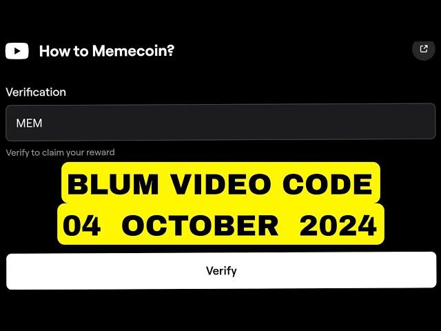 How To Memecoin? Blum Video Code | Blum Youtube Video Code | How To Memecoin? Blum Video Code Today