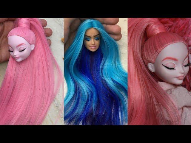 NEW COOL Hairstyle for DOLL! DIY Miniature Ideas for Barbie Doll Transformation ~ Wig, Dress Makeup