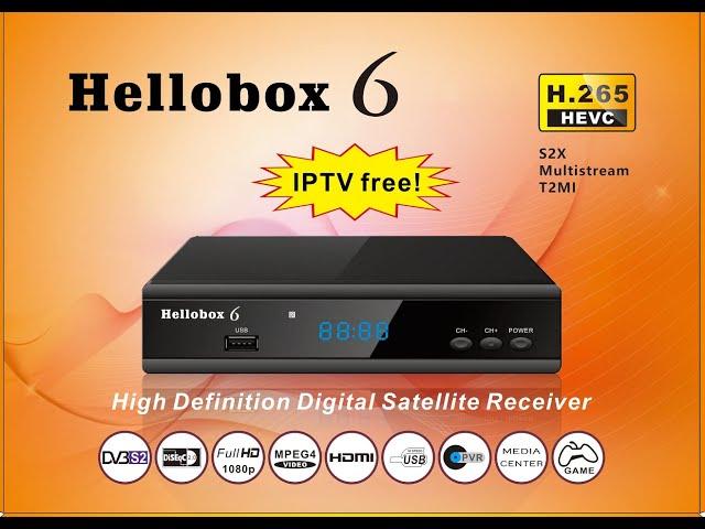 Hellobox 6  Unboxing video.....H265 Multistream SCAM+ BISS autoroll