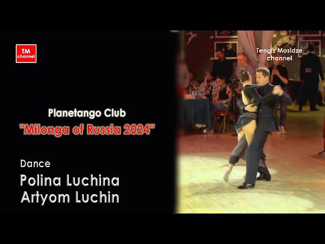 “Milonga de Rusia 2024”, escenario de tango, final. "Libertango".  Polina Luchina y Artyom Luchin.