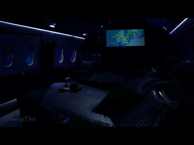 DARK Private Jet Bedroom Flight Ambience | Flight Map | Brown Noise | Sleeping, Studying | 10 Hours