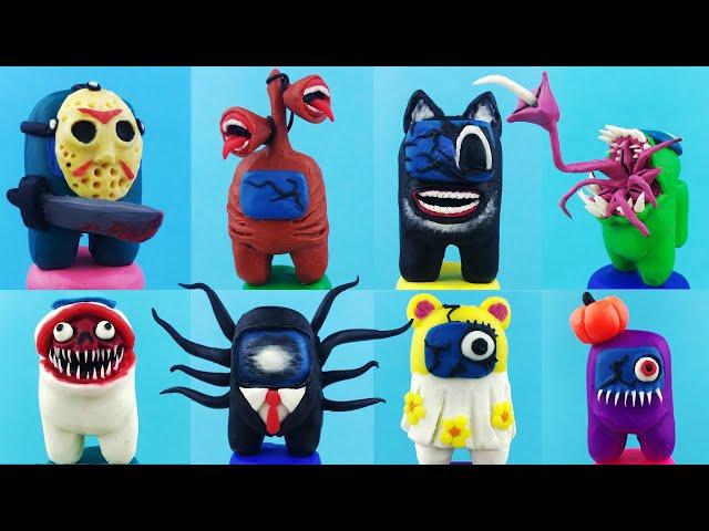 Clay HALLOWEEN: Yoyo, Cartoon Cat, Siren head, Slenderman and others AMONG US from plasticine