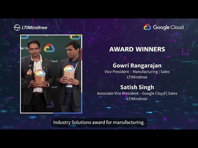 LTIMindtree’s Sales leaders Gowri & Satish receive the Google Cloud Partner of the Year 2024