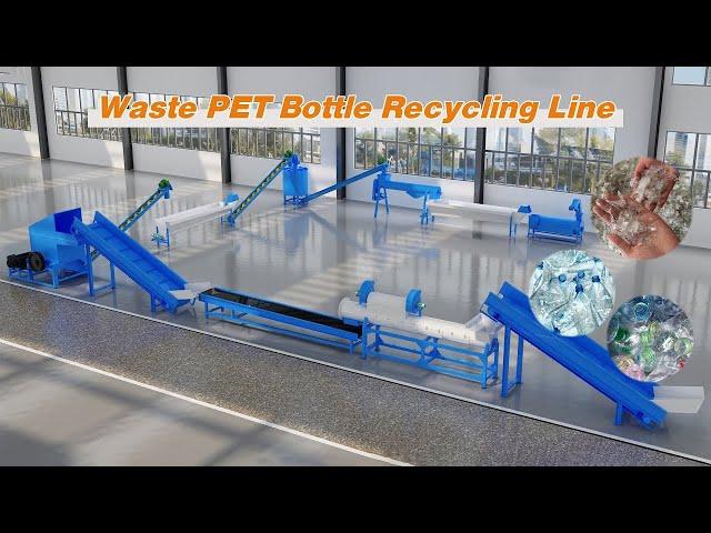 3D video of PET bottle recycling line | How to recycle waste plastic bottles?