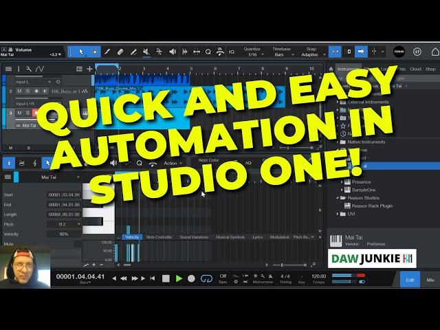 Quick and Easy Automation in Studio One 6 - Presonus