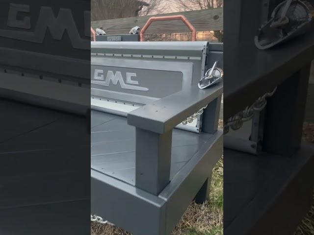 Finished GMC modern tailgate bench by HeavyMetalCustomArt #forsale