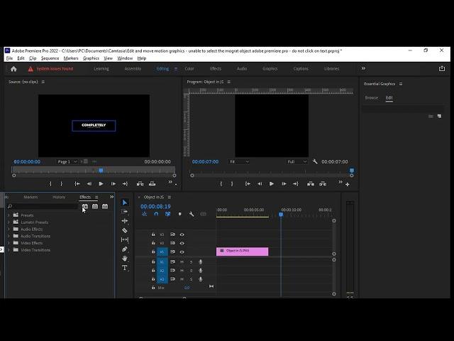 How to show effects and effect controls panel in Adobe premiere pro | Open effect and effect control