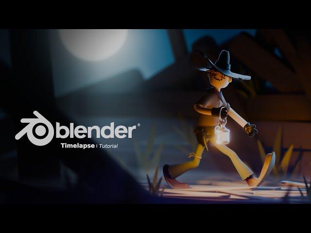 Stylized 3D Cowboy In A Night Scene - A Blender 4.2 Timelapse Tutorial