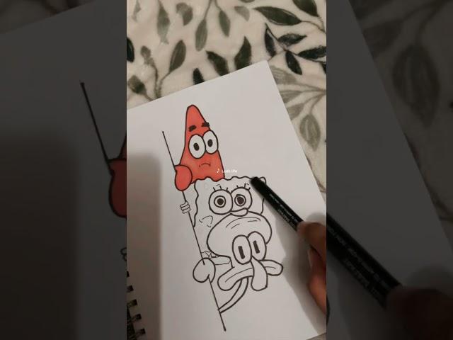 Draw with me!  #drawing #spongebob #patrick #squidward #shorts