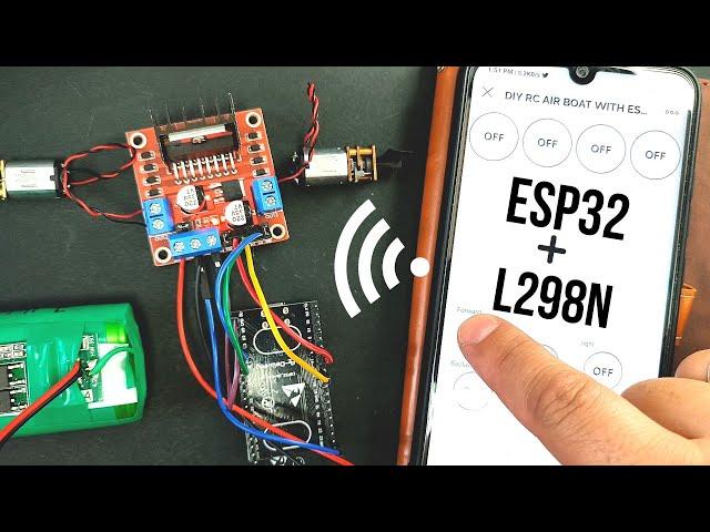 How to control 2 DC motors with ESP32 and L298N with mobile phone and Blynk app