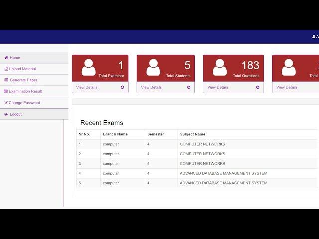 Simple Examination System source code in php mysql