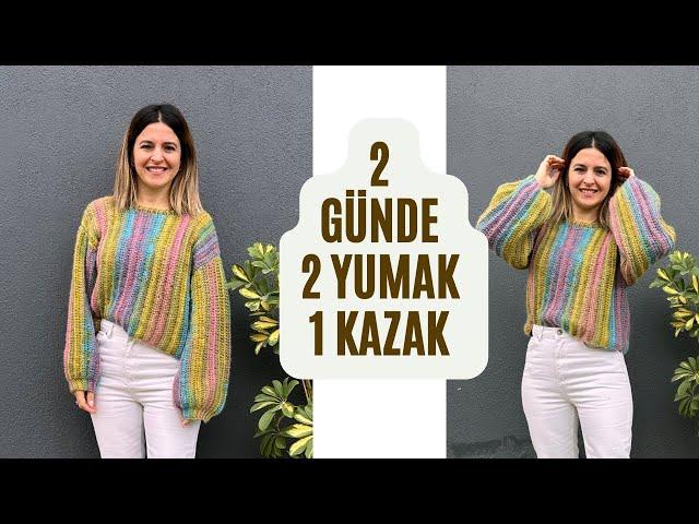 ÖRGÜYE YENİ BAŞLAYANLARINDA KISA SÜREDE YAPABİLECEĞİ TIĞ İŞİ KOLAY KAZAK YAPIYORUZ  #knitting