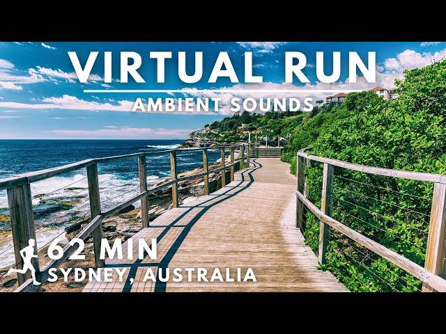 Virtual Running Video For Treadmill In #Sydney | Coogee Beach To Bondi Beach | 62 Min