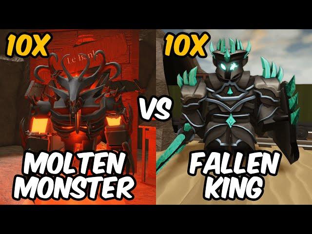 10 MOLTEN MONSTERS VS 10 FALLEN KING - USING ADMIN PASS | TDS