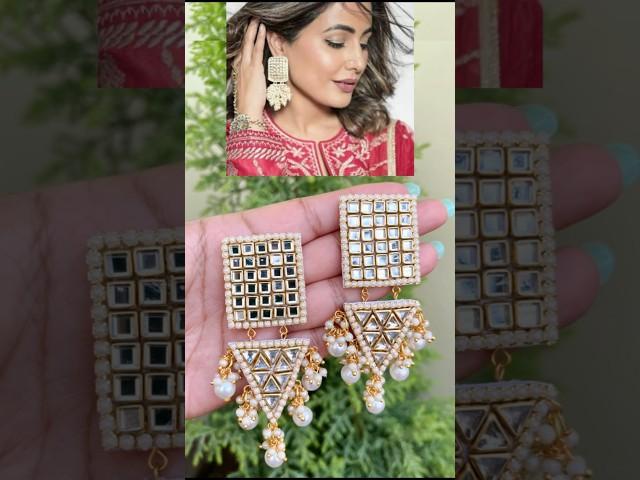 Hina Khan Inspired Kundan Earring Making at Home | Jhumka Making #shorts #diyearings #diycrafts