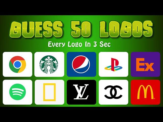 Guess the logo in 3 seconds | 50 Famous Logos | Guess the logo