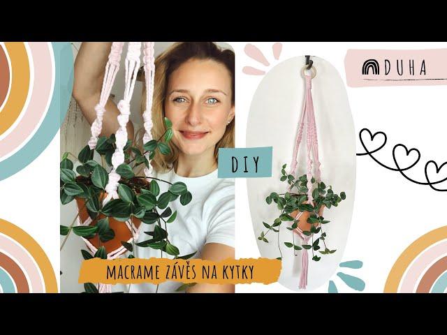 Macramé závěs na květiny/ Macrame plant hanger - DIY video návod