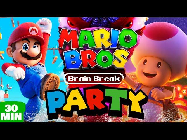 Super Mario Brain Break Party  Freeze Dance & Run  Just Dance  Mario Challenge  Matthew Wood